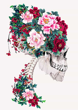 Skull with Peonies