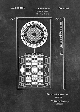 1934 patent art Anderson Roulette board