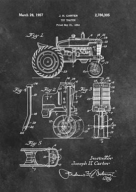 1957 patent art Carter Toy tractor