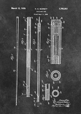 1929 patent art Barrett Billiard Cue