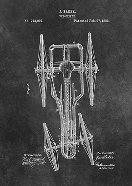 1883 patent art Baker Velocipede