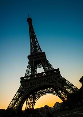 Eiffel Tower Silhouette at Sunset in Paris