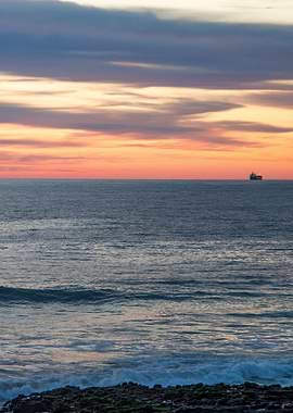 Leaving Port at Sunset