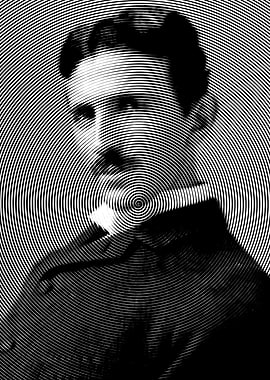Nikola tesla portrait with 1 line