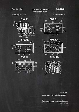 1958 Toy Building Brick - Patent Drawing