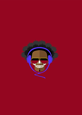DJ skull icon logo background with afrohair
