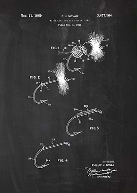 1968 Artificial Dry Fly Fishing Lure - Patent