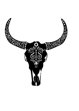 Animal skull, Cow's head black illustration