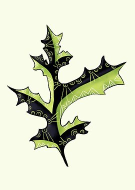 Bizarre Oak Leaf With Tattoos Digital Art