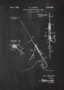 1959 Anti-Snag Device for Fishing Lines - Patent
