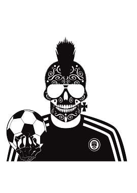 Skull icon football player with sunglasses and Moa