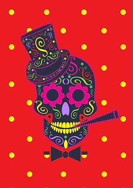 Skull icon gentlemen with cigarette