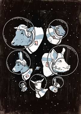 Farm Animals in Space Art