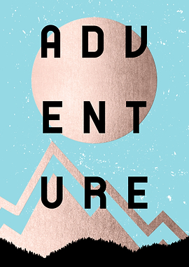 Rose Gold Adventure Mountain Typography - Vertical