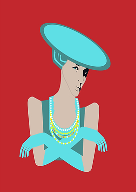 Lady girl with hat and gloves portrait