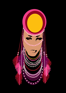 Portrait of a african girl with feathers and jewel