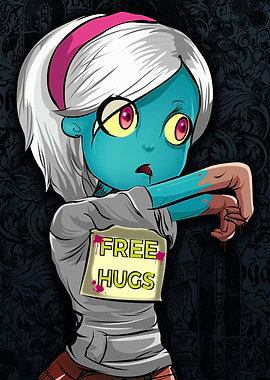 Free Hugs Zombie Hippie Girl