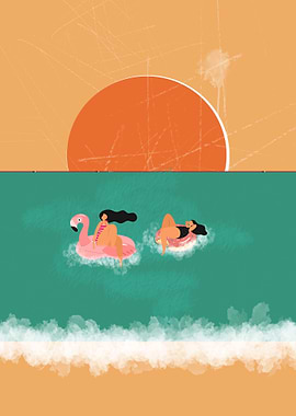 Vintage Swimming Girl