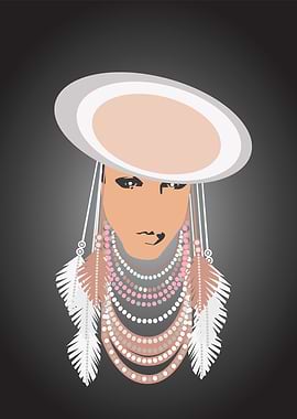 Girl with a hat and feathers