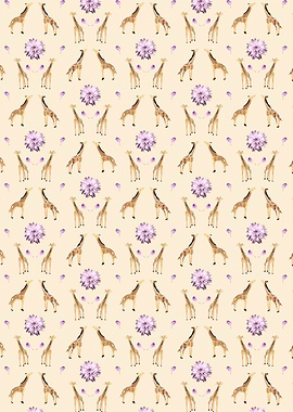Giraffes And Flowers