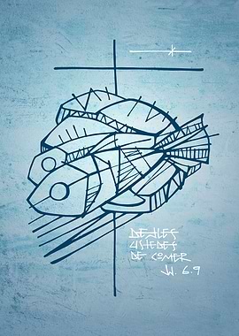 Five bread and two fish symbol