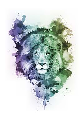Inked Safari - Colorful Lion