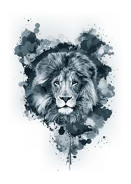 Inked Safari - Lion B&W