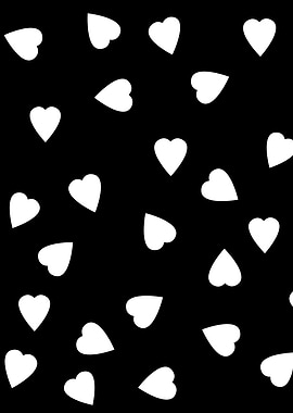 White Hearts on black