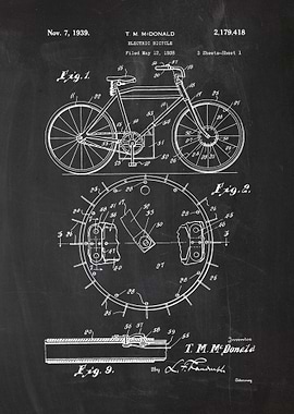 1938 Electric Bicycle - Patent Drawing