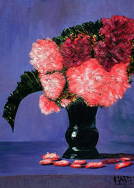 Peonies in Green Vase