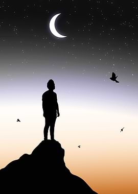 man standing on mountain