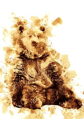 Bear Coffee Style Wall Art