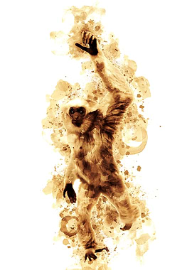 Funny Monkey Coffee Style Painting