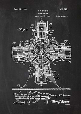 1924 Rotary Engine - Patent Drawing