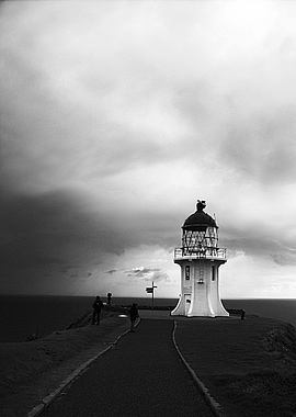 Cloudy Lighthouse B/W