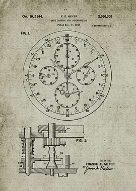 1942 Date Control for Chronometers -Patent Drawing