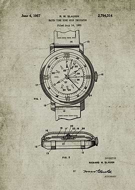 1955 Watch Time Zone Hour Indicator