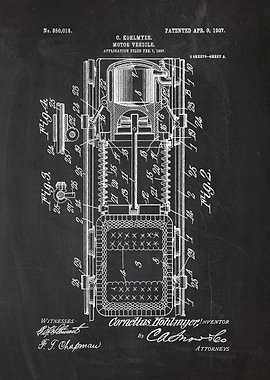 1907 Motor Vehicle - Patent Drawing