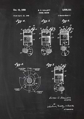 1946 Diesel Engine - Patent Drawing