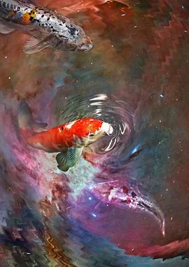Koi in a nebula pond