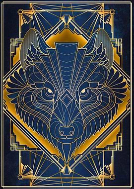 Gold Deco Wolf