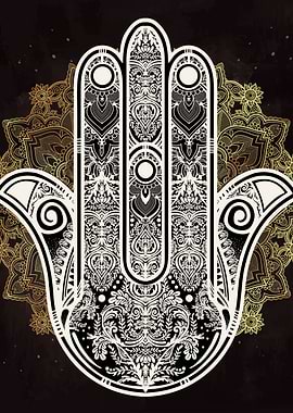 Hamsa on Mandala