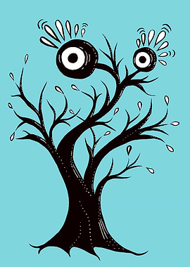 Funny Tree Monster Anxious