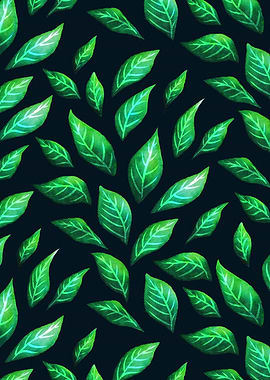 Dark Green Leaf Pattern