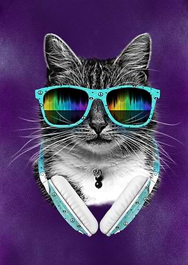 Cute Cool Cat with glasses