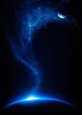 Earth Moon Fantasy Scene