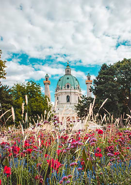 Flower and the church Wien