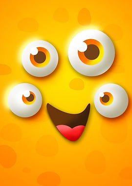Yellow funny monster face