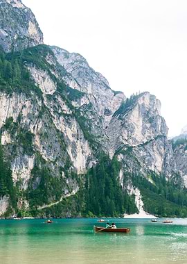 Boat on val gardena lake