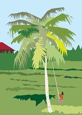 knocking down coconuts